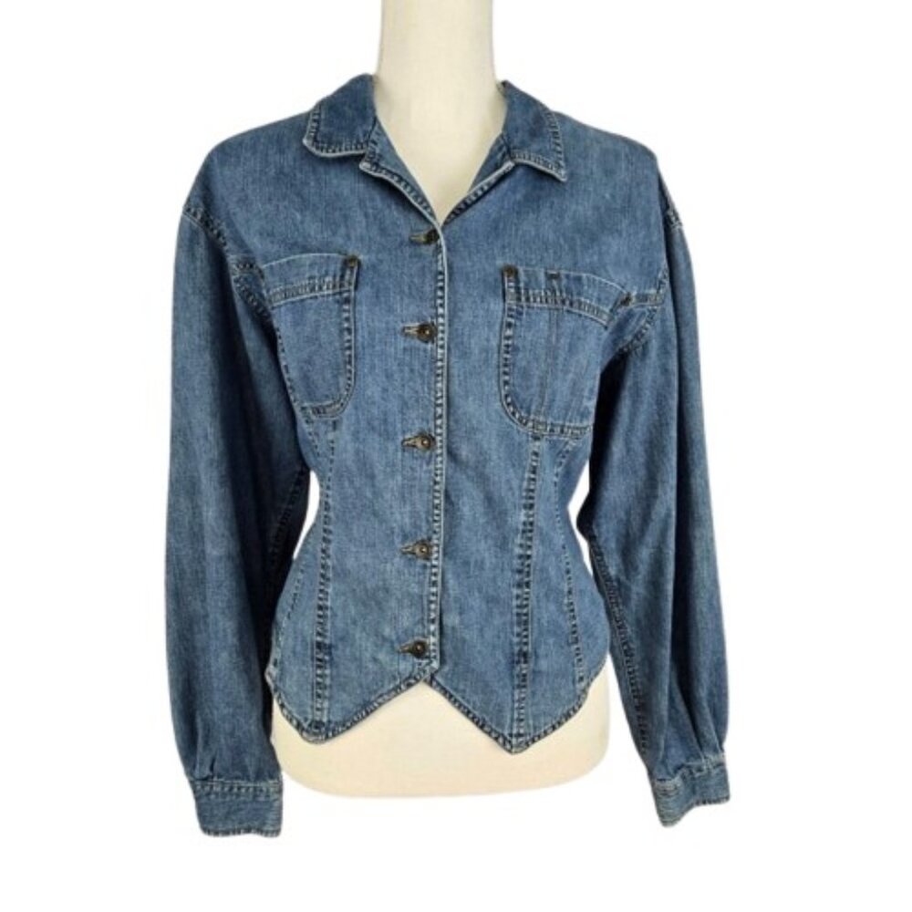 Lizwear Women’s Denim Jacket Button Front Long Sleeve Size 14